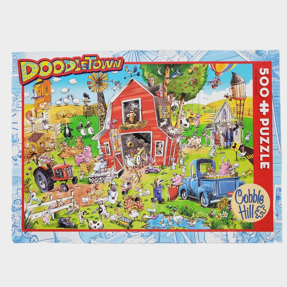 Cobble Hill DoodleTown Farmyard Folly 500 Piece Jigsaw Puzzle Dave Whamond Farm